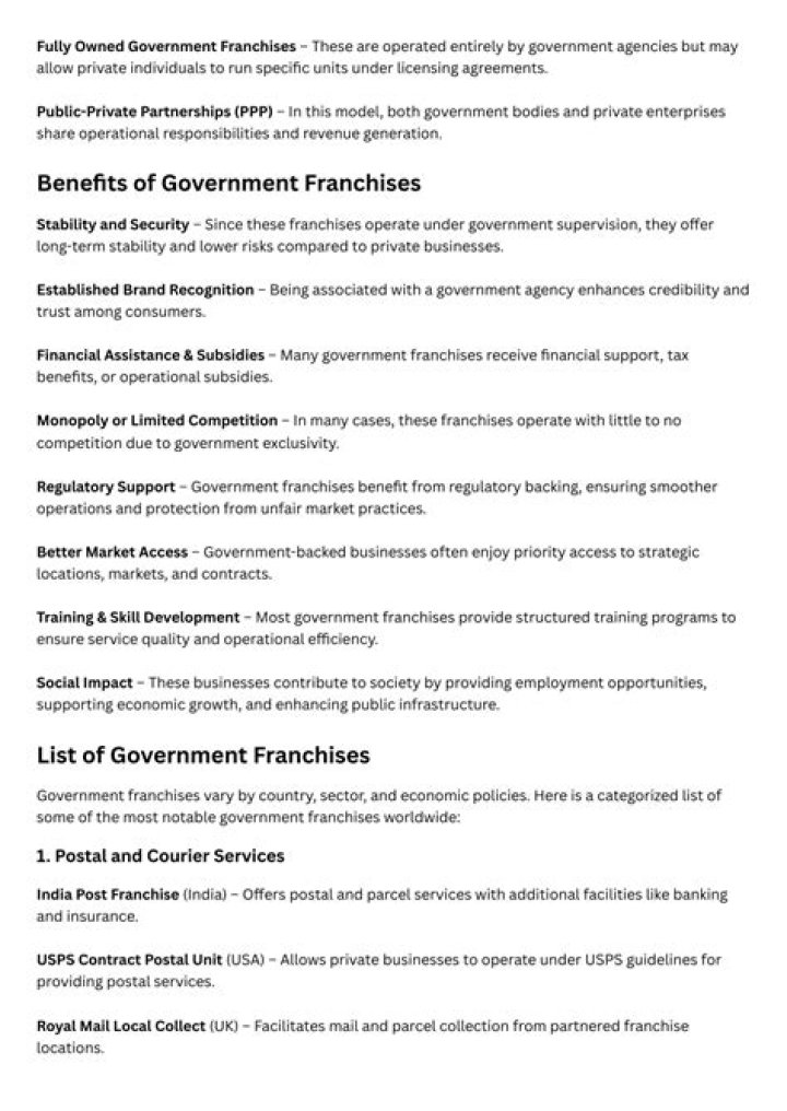 Are franchises owned by the government?