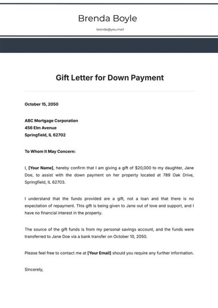Can down payment be gifted?