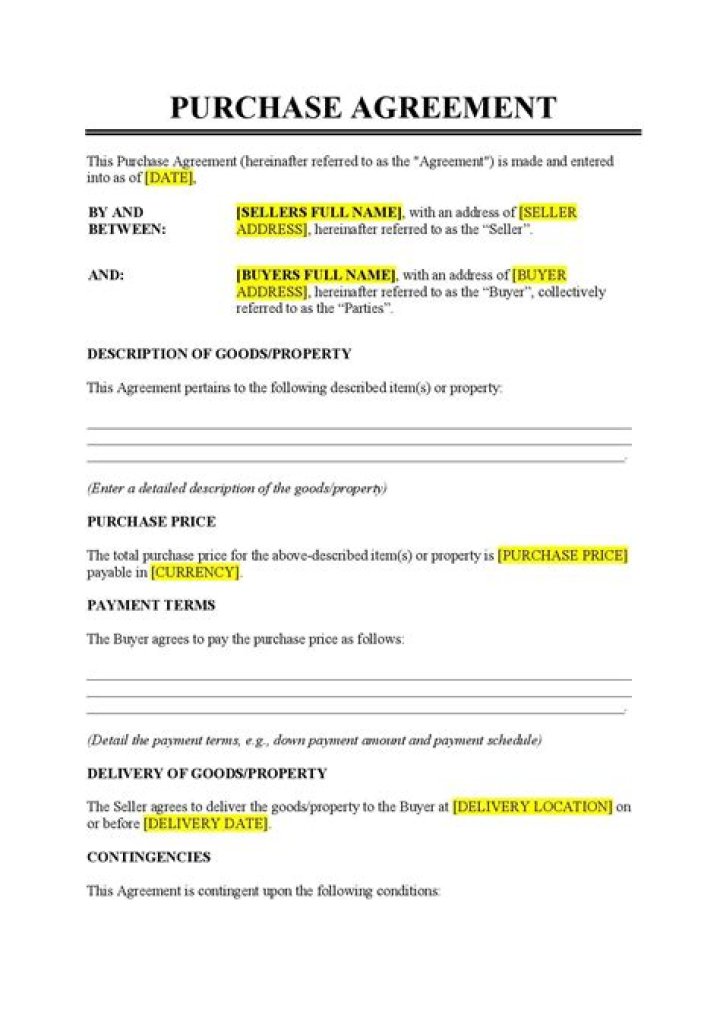 Can I make my own purchase agreement?