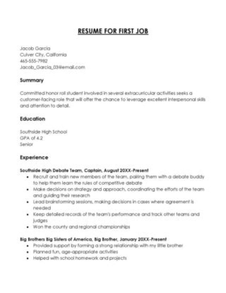 Do you need a resume for your first job at 15?