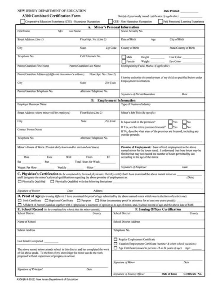 Does New Jersey require working papers?