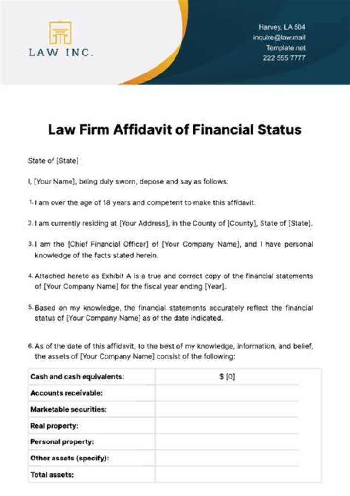 How do I fill out an affidavit of financial status?