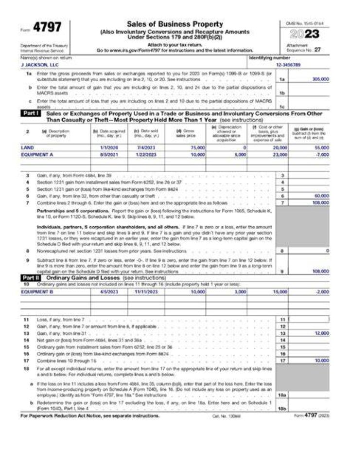 How do I report the sale of land on 4797?