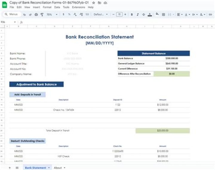 How do you manually reconcile a bank statement?