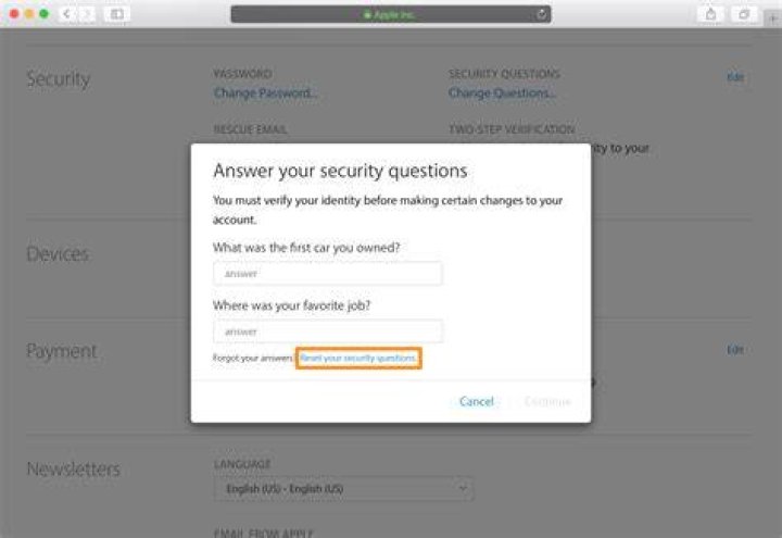 How do you reset your security questions?