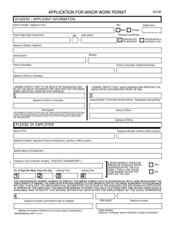 How does a minor get a work permit in Oklahoma?