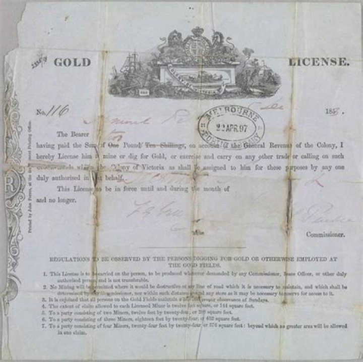 How much was a gold licence in 1853?