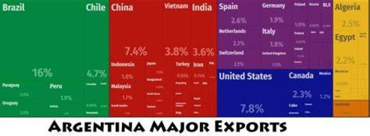 What are 3 major exports of Argentina?