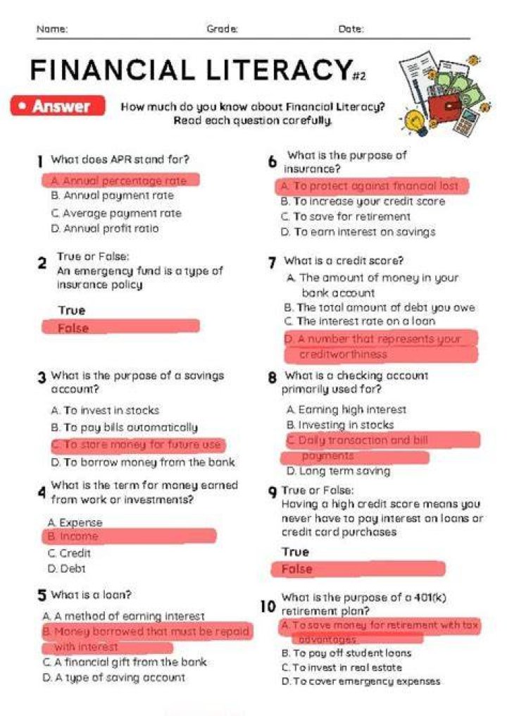 What are financial literacy questions?