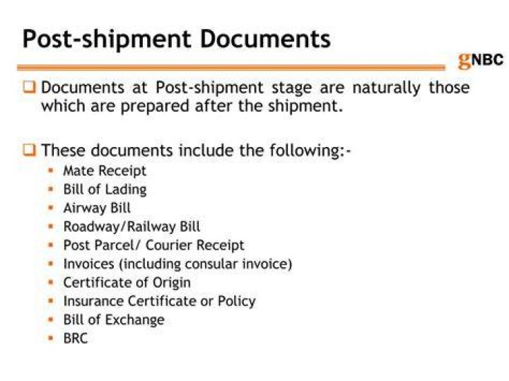 What are post shipment documents?