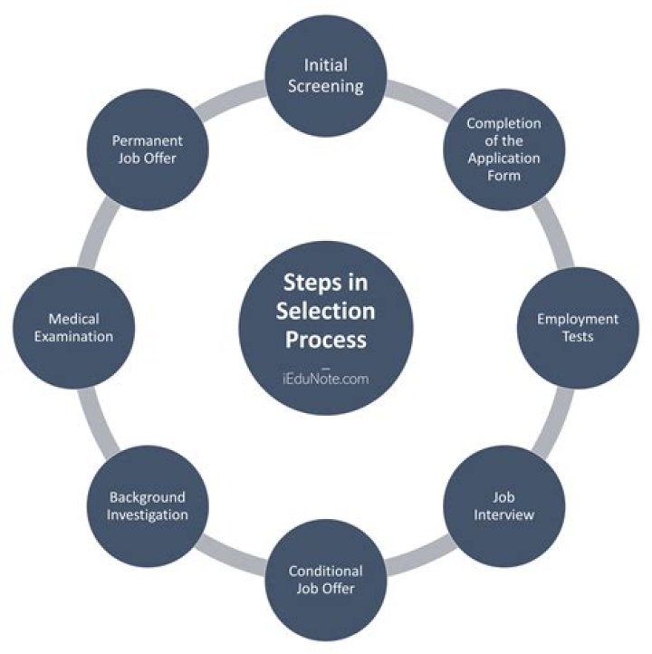 What are the 8 steps in the selection process?