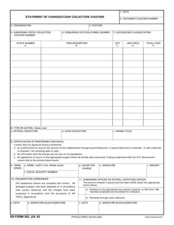 What is a dd form 362 used for?