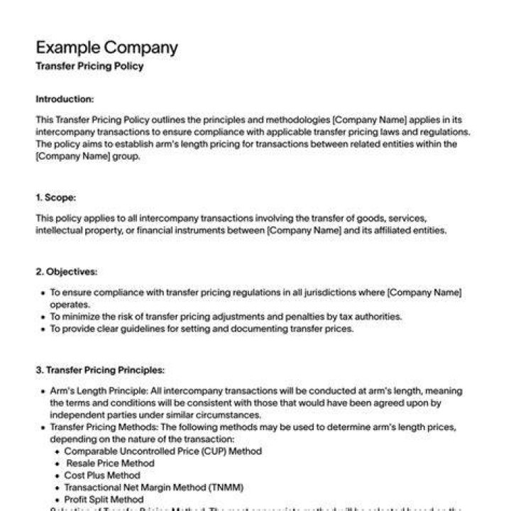 What is a transfer pricing policy?