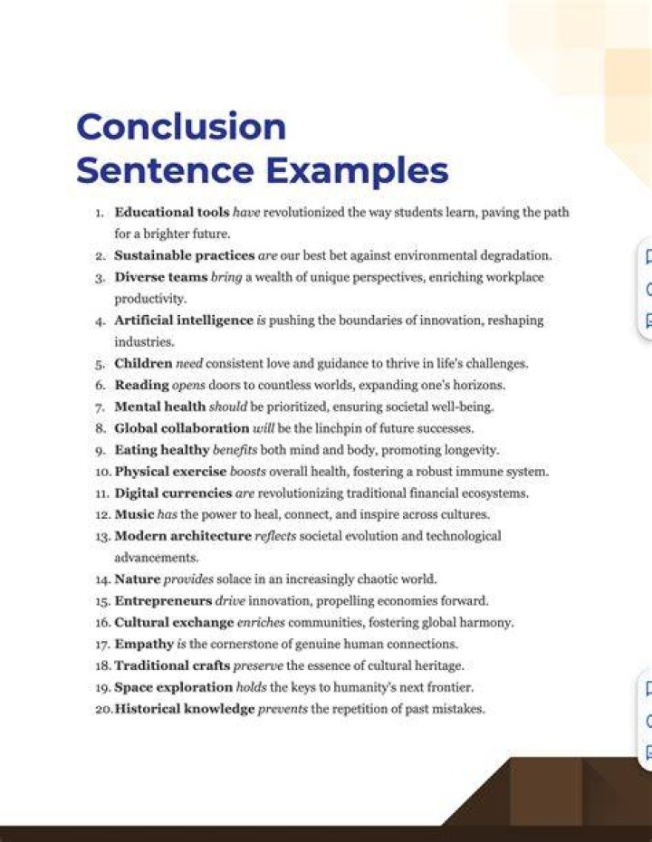 What is an example of a conclusion?