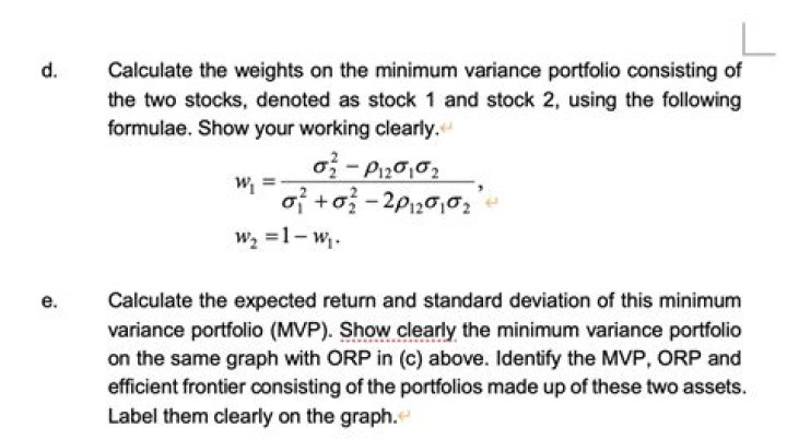 What is minimum variance portfolio formula?