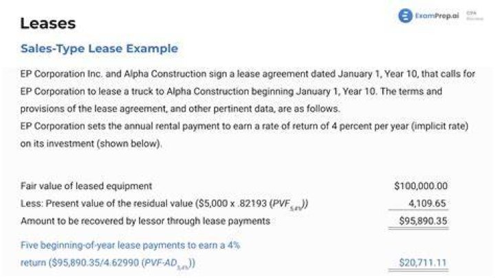What is sales type lease lessor?