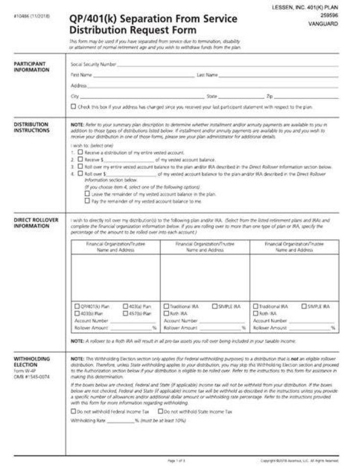 What is separation of service 401k?