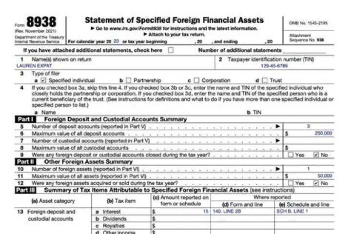 What is the filing threshold for Form 8938?