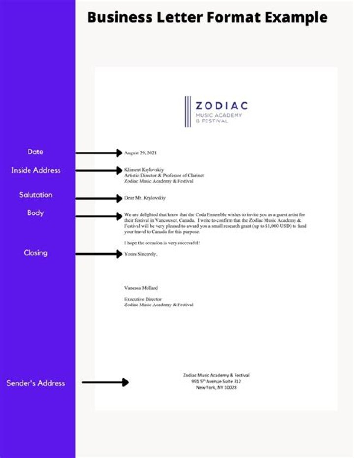 What is the proper layout for a business letter?