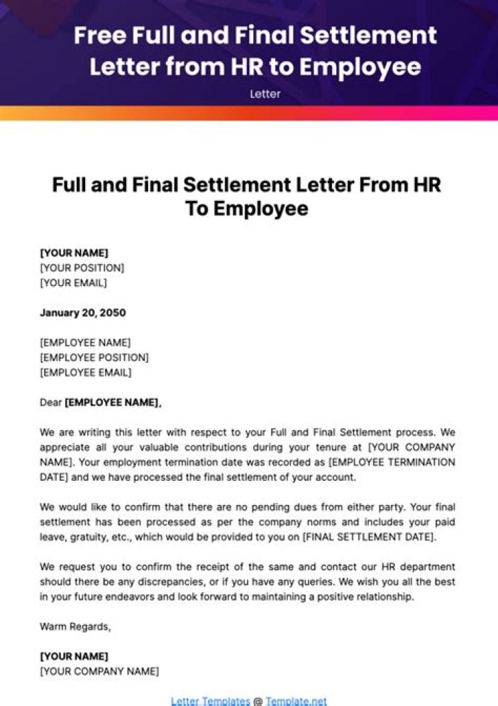 What is the rule for full and final settlement?