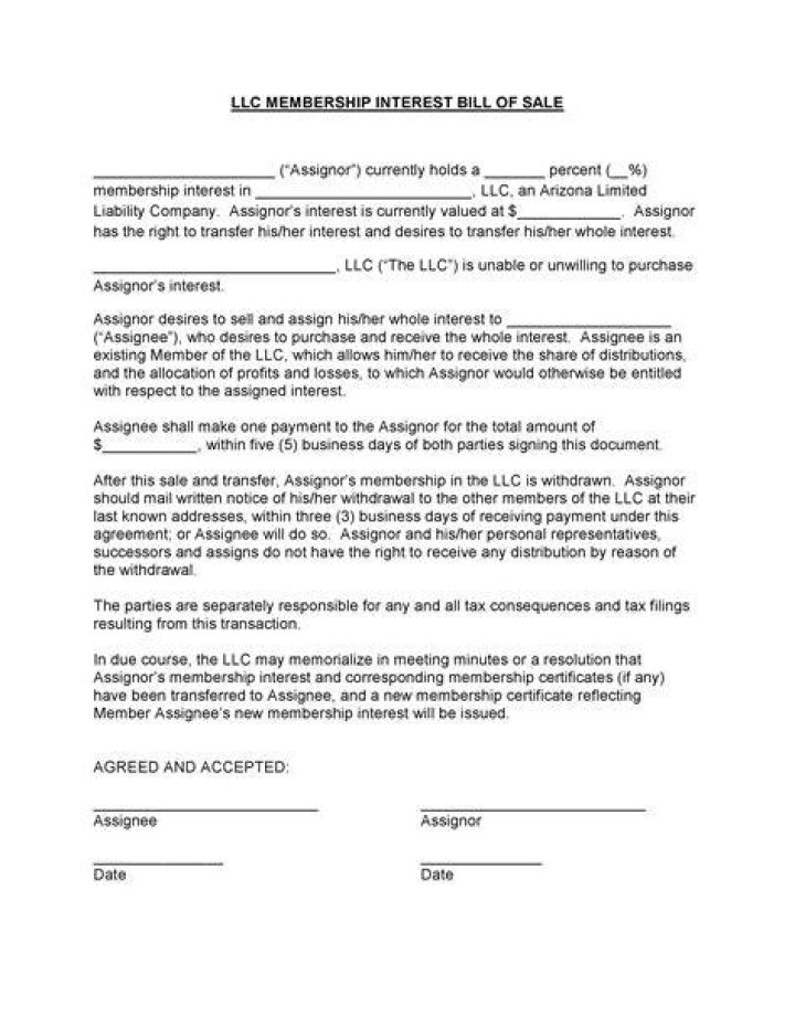 When to sell membership interest in LLC form?