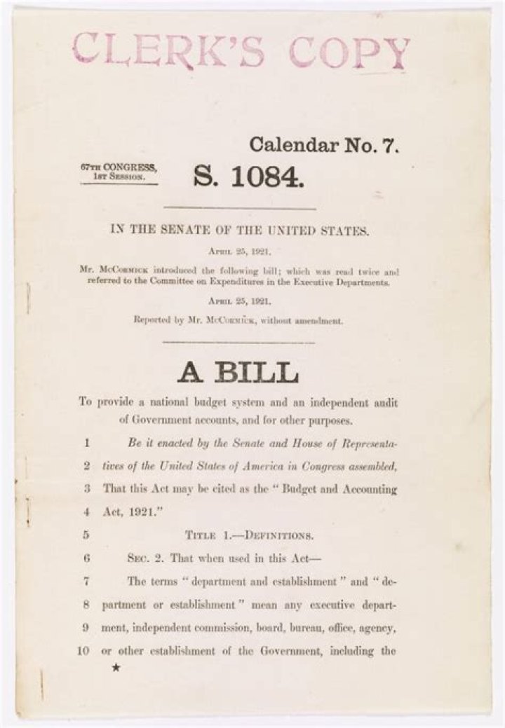 When was the 1921 budget and Accounting Act?