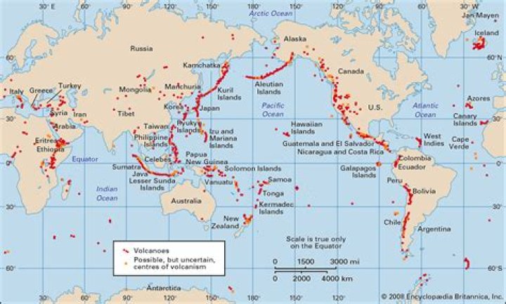 Where are volcanoes located?