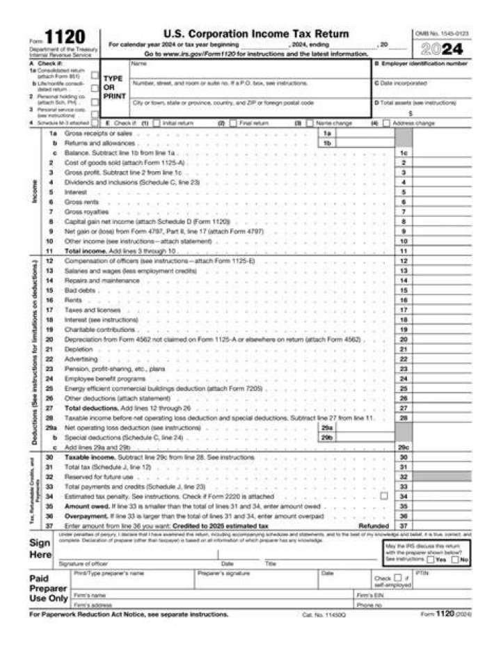 Where to find IRS Form 1120 for 2016?