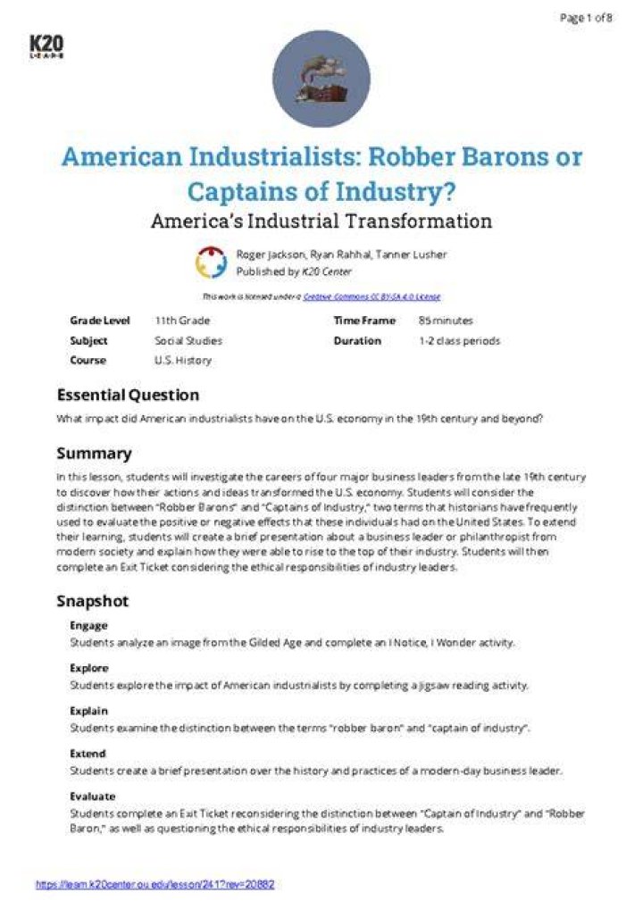 Which industrialists would be considered captains of industry?