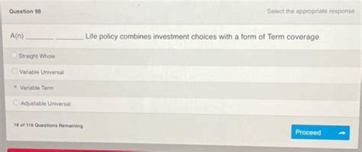 Which policies combines investment choices with a form of term coverage?